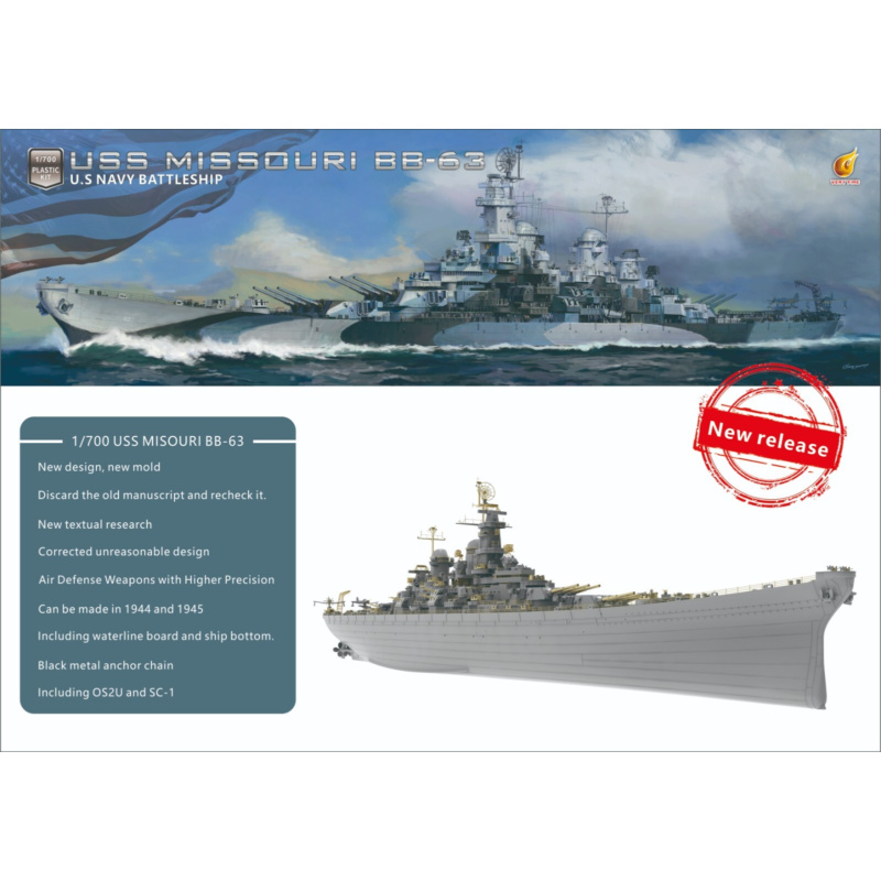 Model Kit Uss Missouri - Very Fire 1/700 USS Missouri standaardkit