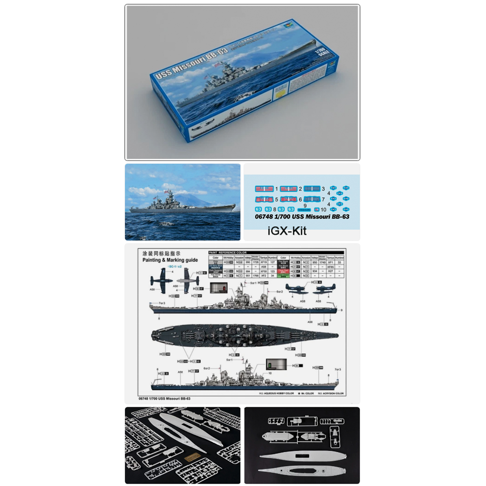 Model Kit Uss Missouri - Trumpeter 06748 1/700 Schaal USS BB-63
