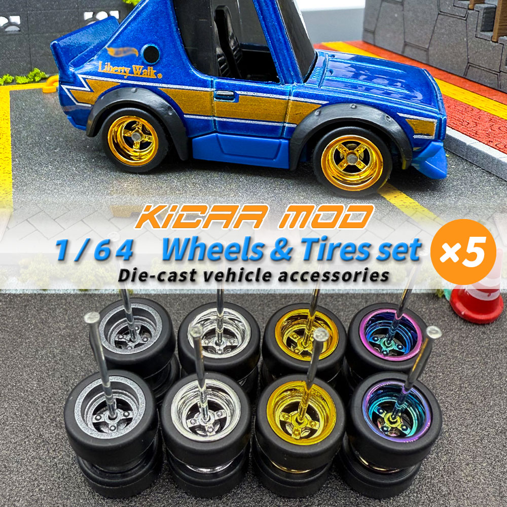 Model Kit Cars - 1/64 Model Afneembare Wielen Rubberen Slickbanden