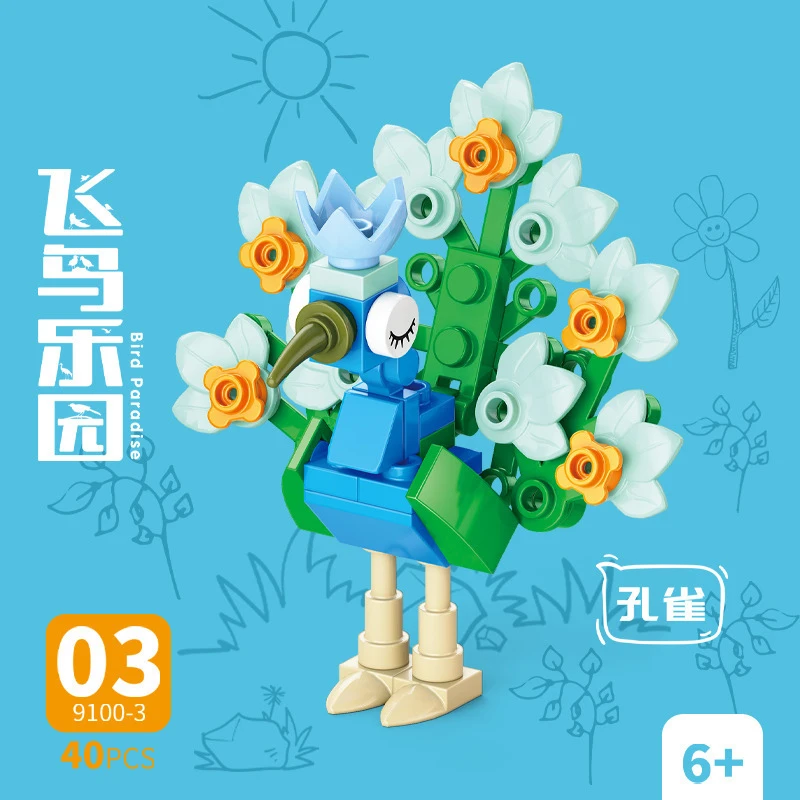 Model Kit For Girls - Bricks Animal Bird Paradise Crow Papegaai