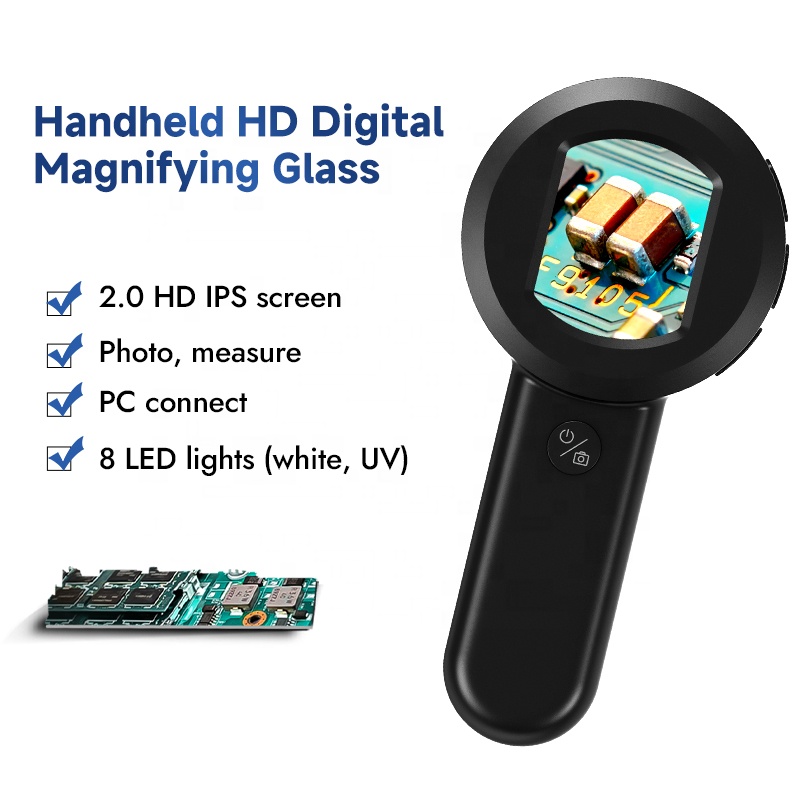 Magnifier With Light - Vergrootglas 100X HM020 met 8 LED-lampjes,