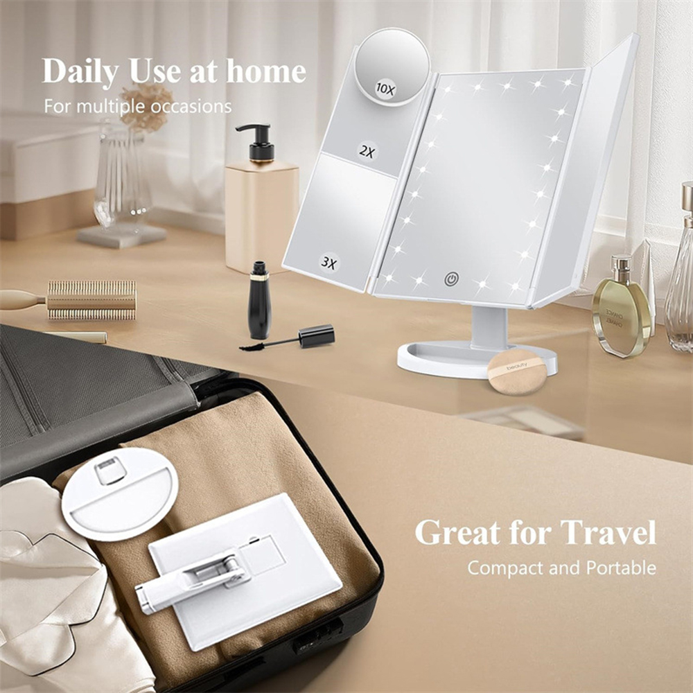 Opvouwbare make-upspiegel voor - Magnifier With Light recensie en prijs